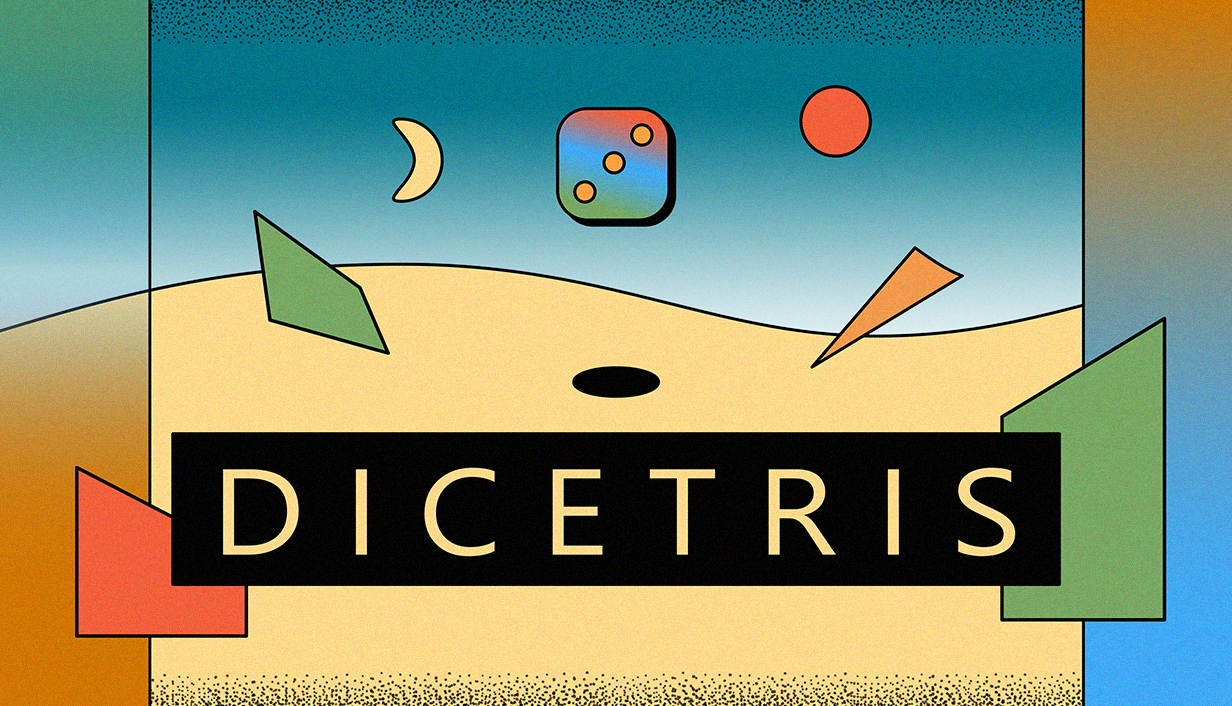 DICETRIS – en terning og fargerike geometriske former